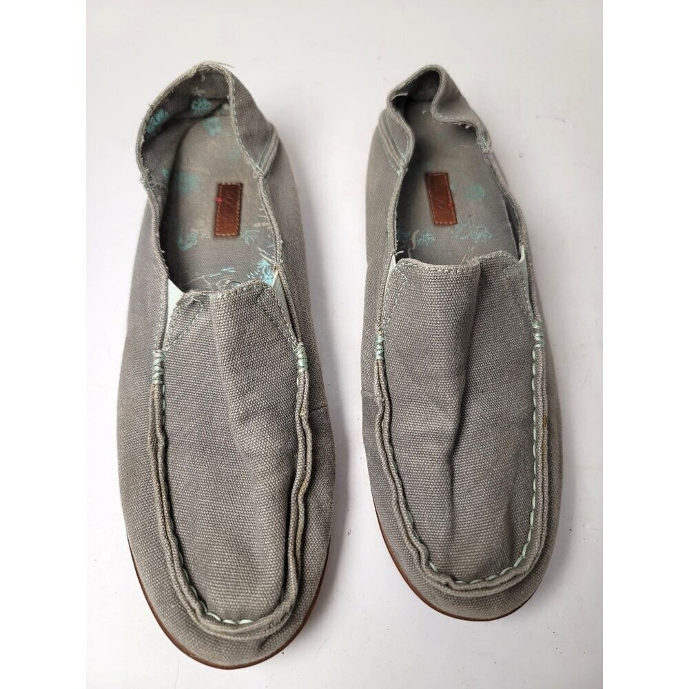 Olukai Women's Slip‎ on Relaxed Fit Gray Canvas Loafers Size 9